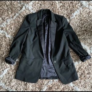Black satin lapel blazer